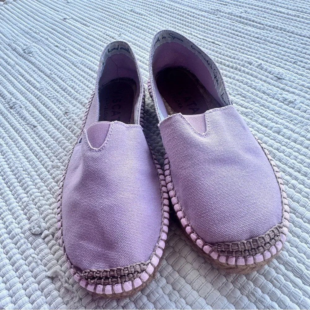 VISCATA Barcelona Pink Canvas Espadrilles Slip On Shoes EU 36